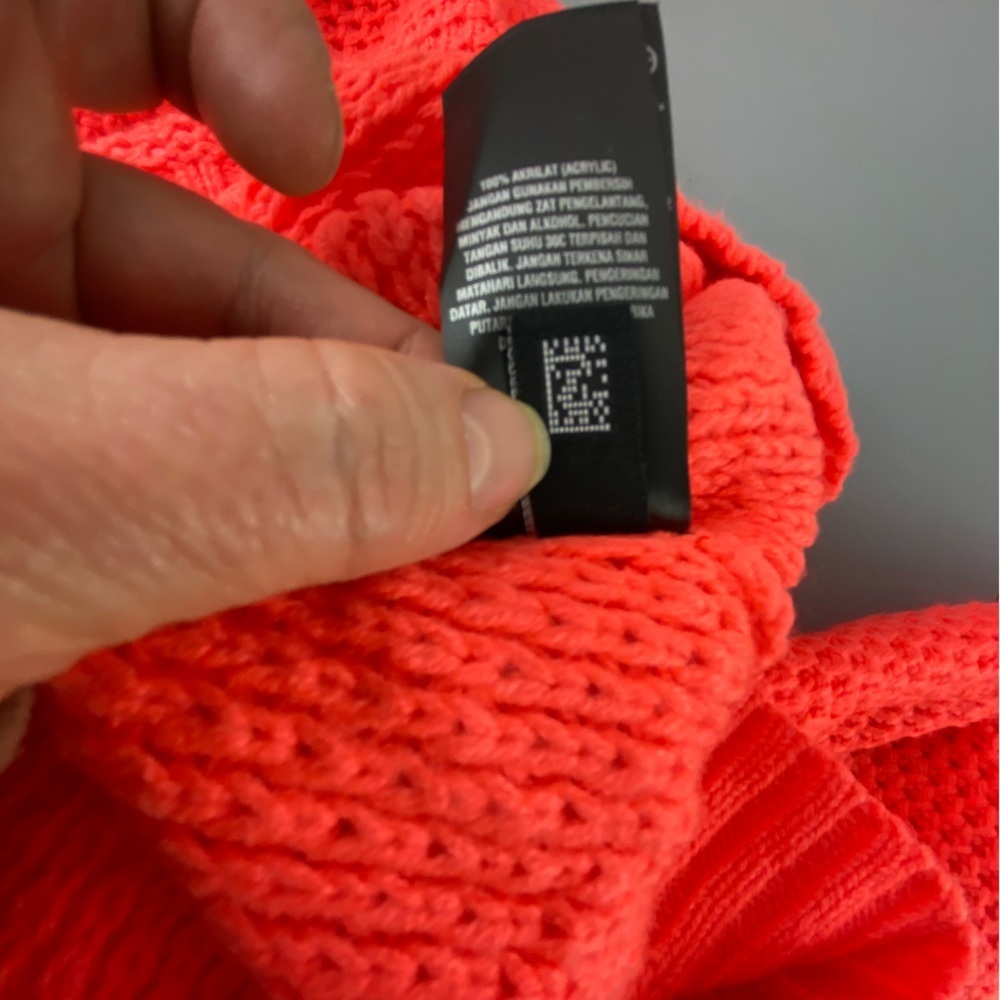 Ted Baker Neon Orange Fishnet Sweater with Bow Tie on Neck - Picture 6 of 12
